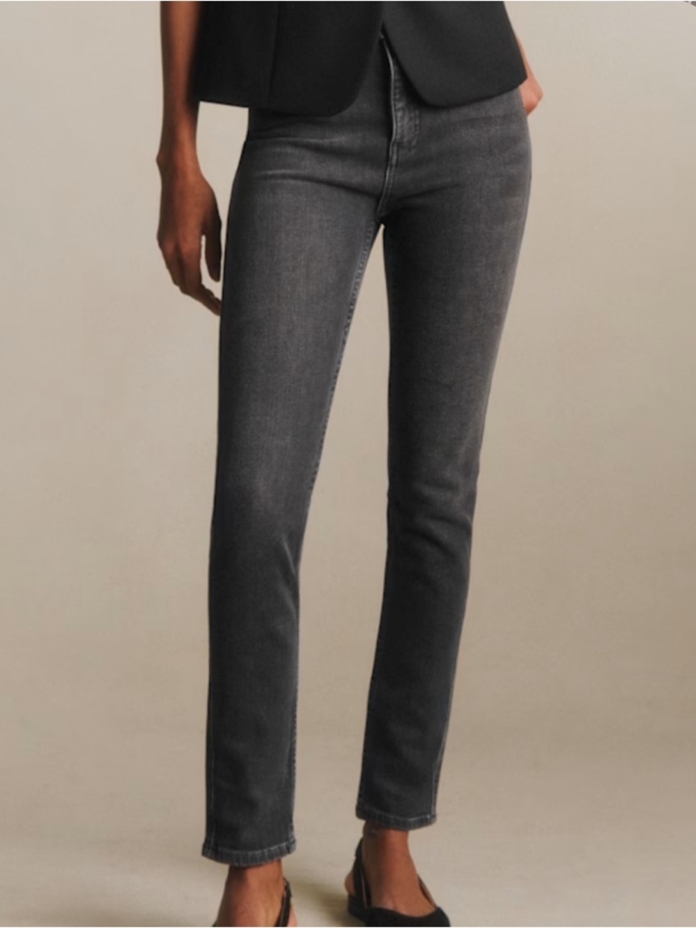 Sezane Slim Parfait Denim Jean Middle Grey Washed Black 44 US 12
